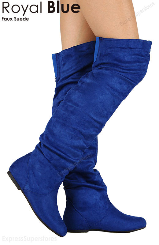 royal blue flat boots
